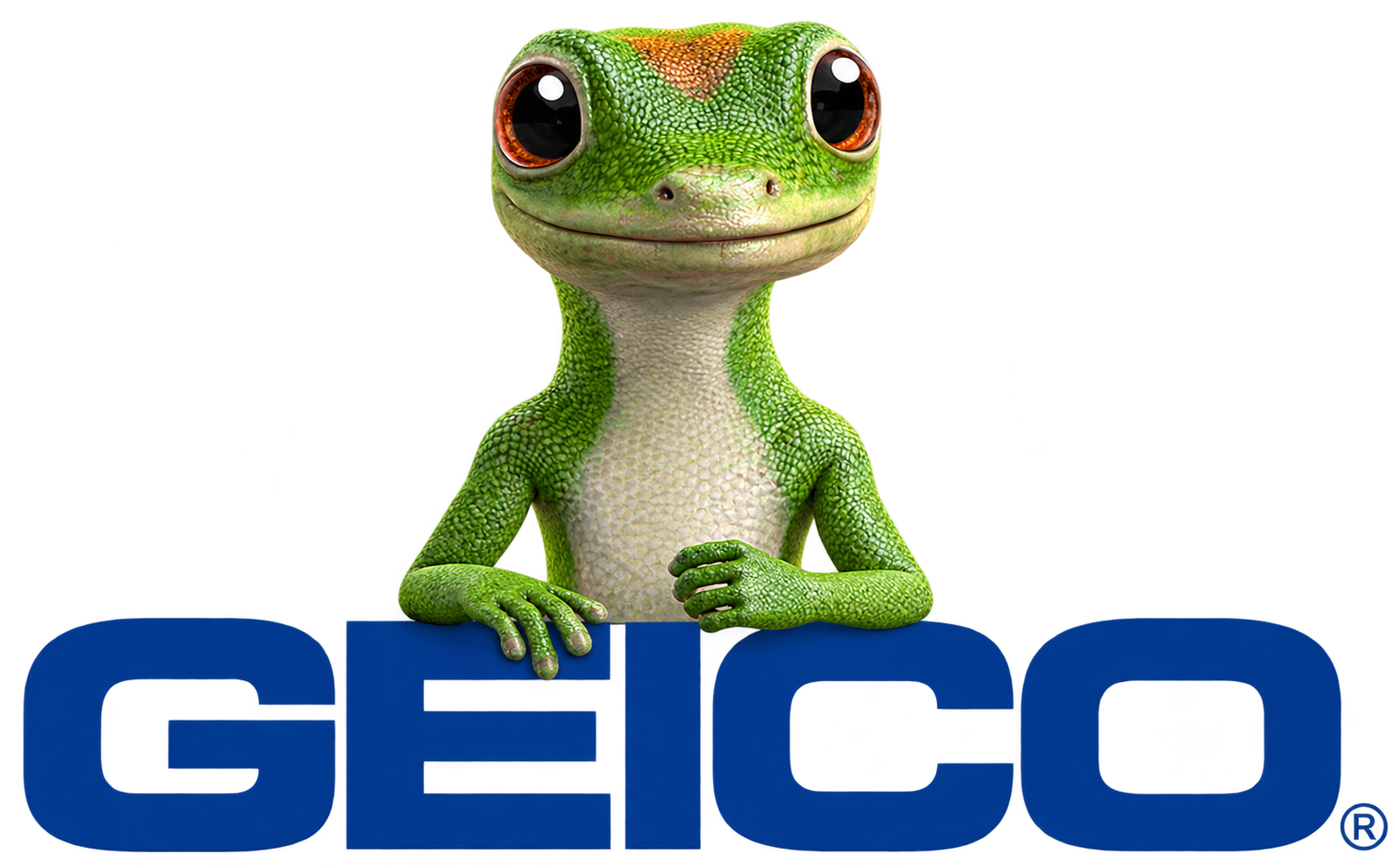 Gecko sobre el logotipo GEICO